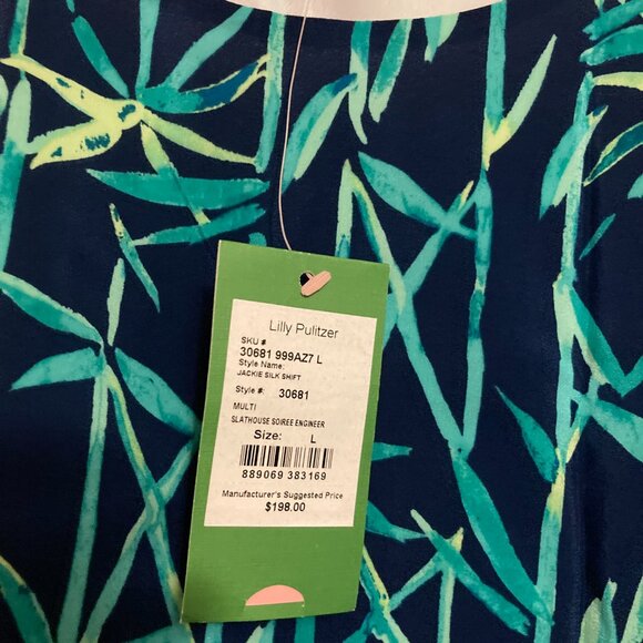 Lilly Pulitzer Jackie Silk Shift Dress Large Slathouse Soiree Engineer NWT NEW - Picture 2 of 3